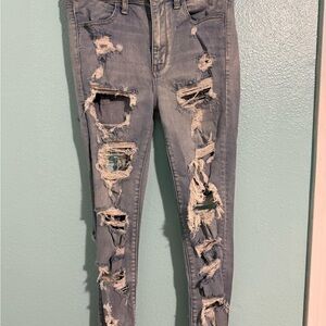 American Eagle Outfitters Ripped Gray Skinny Jeans